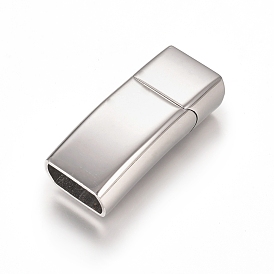 304 Stainless Steel Magnetic Clasps with Glue-in Ends, Rectangle