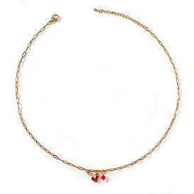 Латунное эмалированное красное сердце 304 цепочка из нержавеющей стали в виде скрепки для женщин