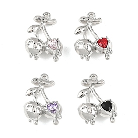 Подвески из сплава и страза, подвески в форме вишни, стойки покрытие, без свинца, без кадмии и без никеля, платина