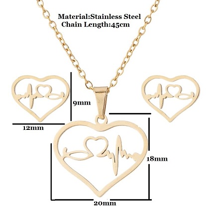 Collier de stéthoscope de battement de coeur en acier inoxydable - diagramme personnalisé de foudre de battement de coeur de femme médecin.