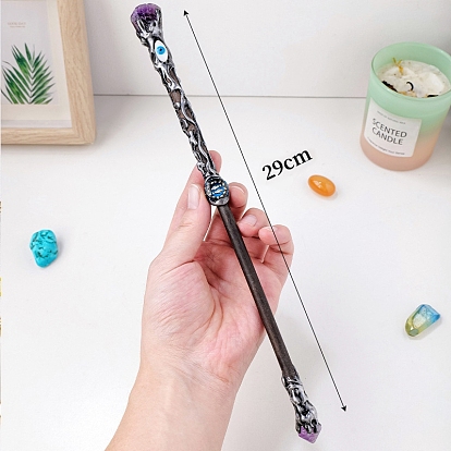 Natural Gemstone Twelve Constellation Magic Wand, Cosplay Magic Wand, for Witches and Wizards