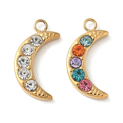 304 из нержавеющей стали горный хрусталь подвески, золотые, лунное очарование