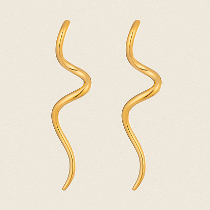 304 Stainless Steel Wave Shape Stud Earrings for Women