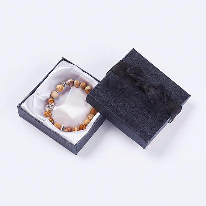 Gemstone Stretch Bracelets, with Tibetan Style Alloy Beads, Owl