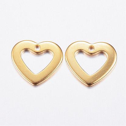 304 Stainless Steel Open Heart Charms, Hollow