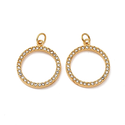 304 подвески из нержавеющей стали, Кольца, со стразами, ионное покрытие (ip), с целью перехода в кольце