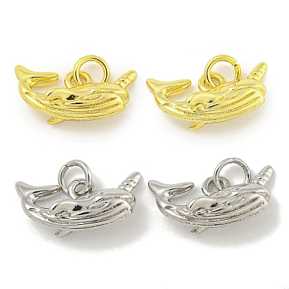Rack Plating Brass Pendants, Long-Lasting Plated, Cadmium Free & Lead Free, Fish