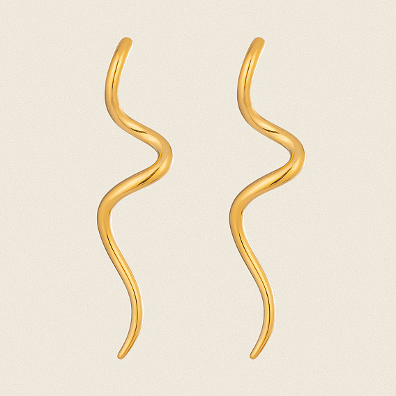 304 Stainless Steel Wave Shape Stud Earrings for Women