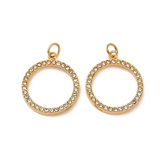 304 подвески из нержавеющей стали, Кольца, со стразами, ионное покрытие (ip), с целью перехода в кольце