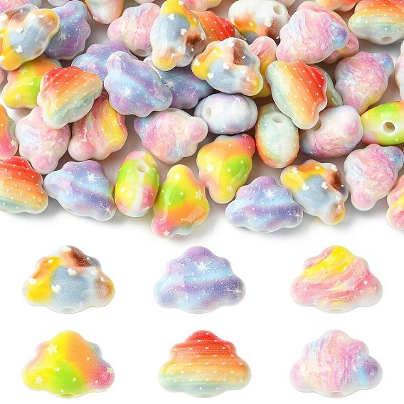 Double Side Printed Opaque Acrylic Beads, Cloud