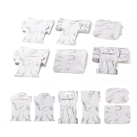 PANDAHALL ELITE 120 Pcs 6 Styles Marble Pattern Paper Display Cards, Hair Clip Display Cards