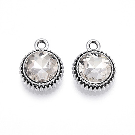 K 5 стеклянные подвески, плоско-круглые, граненые, со сплавочной фурнитурой, платина