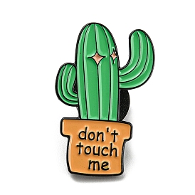 Cactus Theme Enamel Pins, Black Alloy Brooches for Backpack Clothes