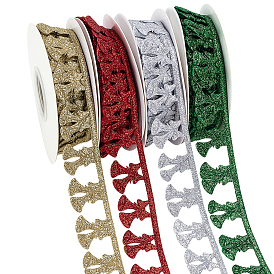 4 рулоны 4 цветные рождественские колокольчики полиэстеровая блестящая пудровая лента, аксессуары для украшения подарков