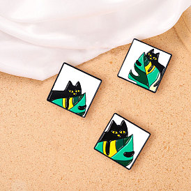 Cute Black Cat Brooch Cartoon Kitty Badge Backpack Decoration Lapel Pin Accessory