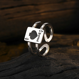 925 Silver Spades A Ring - Unique Design, Trendy, Index Finger Ring.