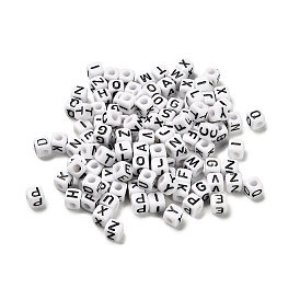 Непрозрачные акриловые эмалированные бусины, куб с письмом