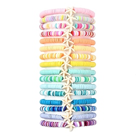 16шт 16 стили летние наборы браслетов из синтетической бирюзы с морской звездой, браслеты из полимерной глины ручной работы, растягивающиеся и складывающиеся в цепочку