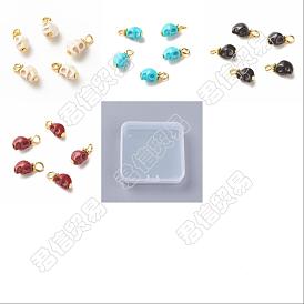 120piezas 4dijes de turquesa sintética teñidos de colores, con aleación dorada y fornituras de hierro, cráneo