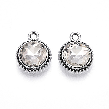 K 5 стеклянные подвески, плоско-круглые, граненые, со сплавочной фурнитурой, платина