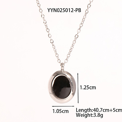 Овальные подвески из нержавеющей стали с черной эмалью для женщин