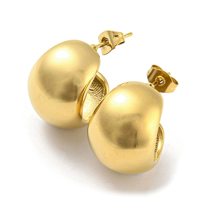 Ion Plating(IP) 304 Stainless Steel Round Stud Earrings, Half Hoop Earrings for Women