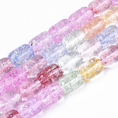 Transparent Crackle Glass Beads, Dyed & Heated, Column