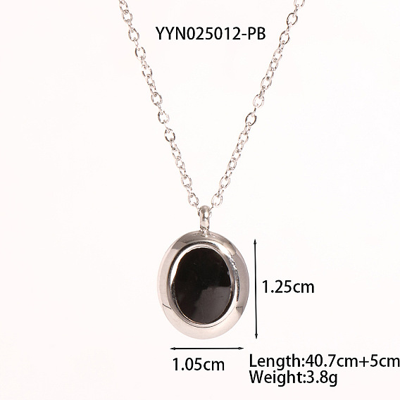 Овальные подвески из нержавеющей стали с черной эмалью для женщин