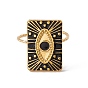 Enanel Horse Eye Open Cuff Ring, Golden 304 Stainless Steel Jewelry for Women
