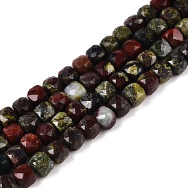 Natural Dragon Blood Beads Strands, Faceted, Cube