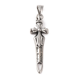 316 Surgical Stainless Steel Big Pendants, Sword Charm