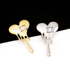 Retro Heart-shaped Rhinestone Brooch for Suit, Cardigan and Coat