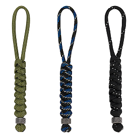 3шт полиэстер и спандекс шнур веревки брелок карабин, с 304 фурнитурой из нержавеющей стали, античное серебро