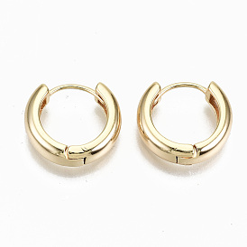 Brass Huggie Hoop Earrings, Nickel Free, Ring