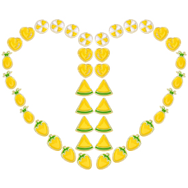 SUNNYCLUE 40Pcs 5 Style Transparent Enamel Acrylic Beads, Flat Round & Heart & Strawberry & Pineapple & Watermelon