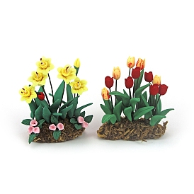 Mini Clay Artificial Flower with Soil Ornaments, for Dollhouse, Home Display Decoration