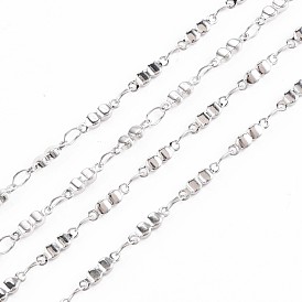 201 Stainless Steel Glasses Shape & Oval Link Chains, Soldered