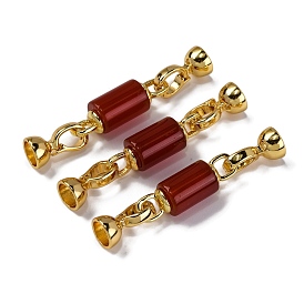 Rack Plating Brass and carnelian Flod Over Clasps, Column, Real 18K Gold Plated