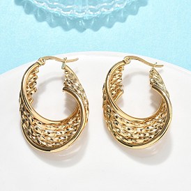 Многослойные витые серьги-кольца из нержавеющей стали, с 201 штифтов из нержавеющей стали, вакуумное покрытие pvd