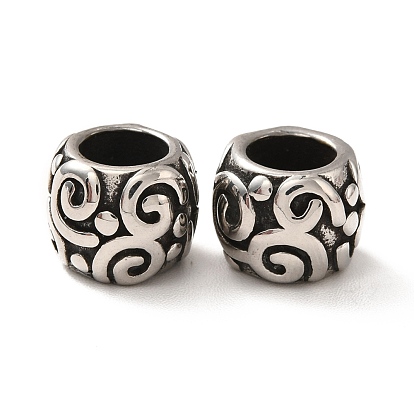 316 Surgical Stainless Steel European Beads, Large Hole Beads, Rondelle