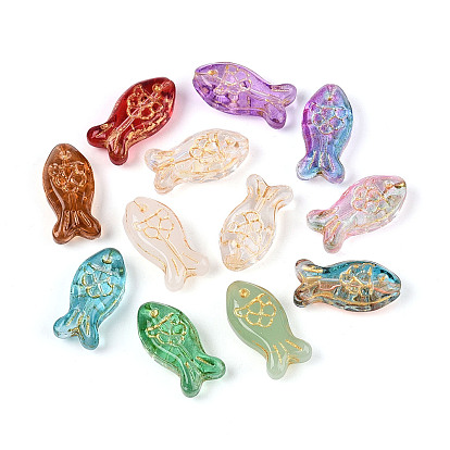 Прозрачные стеклянные бусины для выпечки, рыба, золотой металл обвитыми