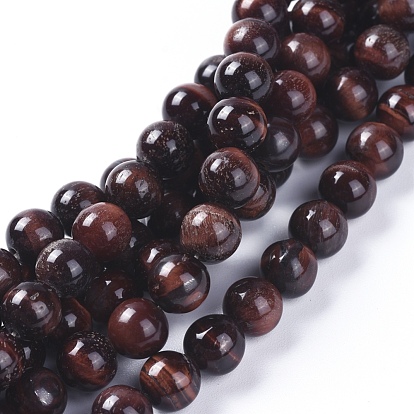 Chapelets de perles oeil de tigre naturelles, ronde
