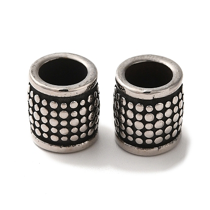 304 Stainless Steel European Beads, Large Hole Beads, Column