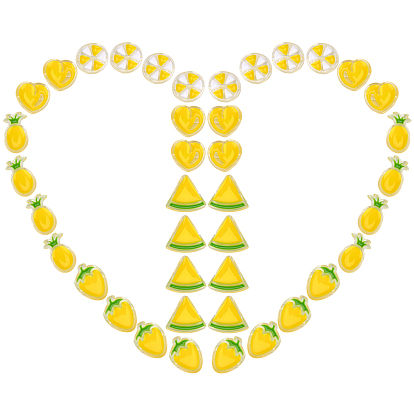 SUNNYCLUE 40Pcs 5 Style Transparent Enamel Acrylic Beads, Flat Round & Heart & Strawberry & Pineapple & Watermelon