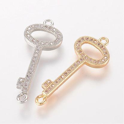 Brass Micro Pave Cubic Zirconia Links, Key