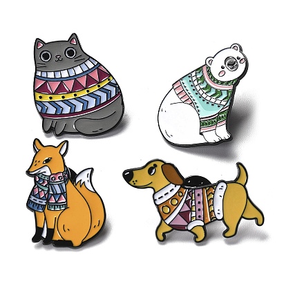 Animal Theme Zinc Alloy Enamel Brooch, Dog/Fox/Bear/Cat Shape
