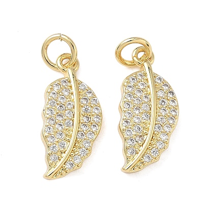 Латунные микропаве прозрачные кубические циркониевые подвески, лист прелести