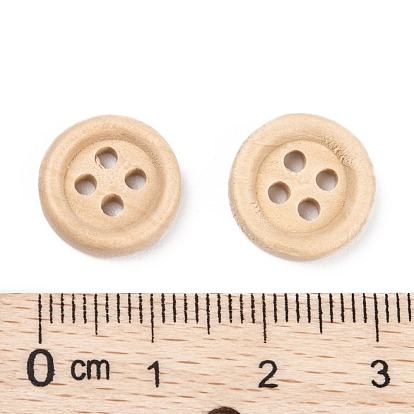 Natural Round 4 Hole Buttons, Wooden Buttons