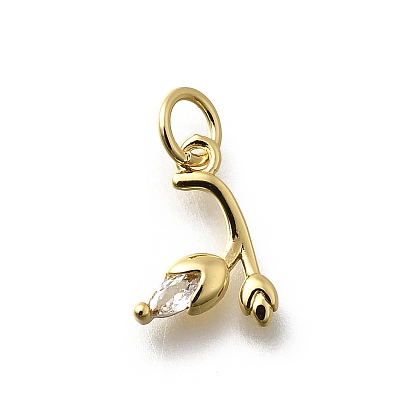 Латунные микро проложить кубического циркония прелести, цветок, стойки покрытие, без кадмия и без свинца, долговечный, с целью перехода в кольце