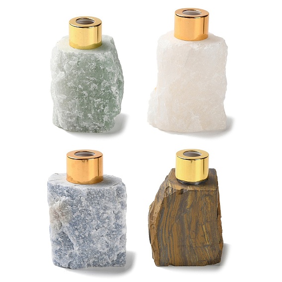 Флакон для духов из необработанного натурального драгоценного камня, с металлическими пластиковыми выводами, многоразовая бутылка, для косметики, эмульсия эфирного масла